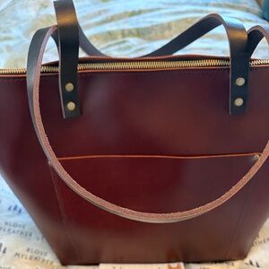 Cognac large zip Portland Leather tote